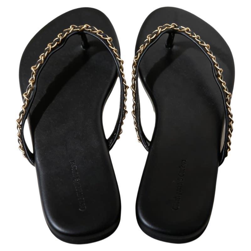 Damen Zehentrenner-Sandalen mit glamourösem Kettendetail R&B