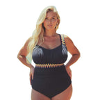 Damen Einteiler Badeanzug mit buntem Detail