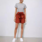 Damen Modische Wickelhose mit Bindegürtel