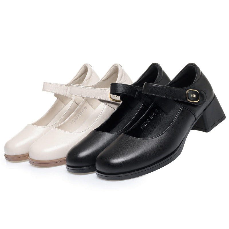 Damen Elegante Mary Jane Schuhe mit modischem Riemen und bequemem Blockabsatz R&B