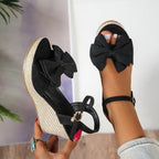 Damen Wedge-Sandalen mit dekorativem Schleifendetail R&B
