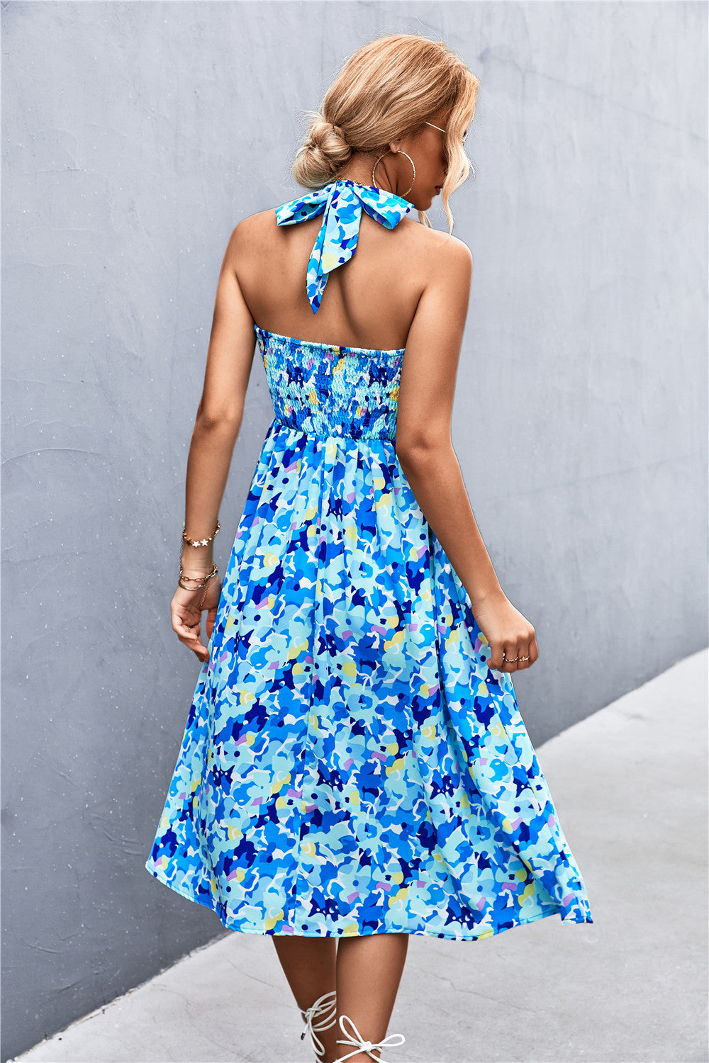 Damen Sommerkleid mit schulterfreier Passform und floralem Design R&B