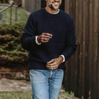 Herren strukturiertes Strickpullover mit feinem Wellenmuster