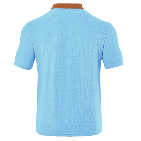 Herren nan schlankes Kurzarm-Henley-Poloshirt mit Mandarin-Kragen und feiner Jacquardstruktur R&B