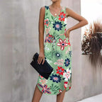 Damen Sommerliches Maxikleid mit floralem Muster und praktischen Taillenschnürung R&B