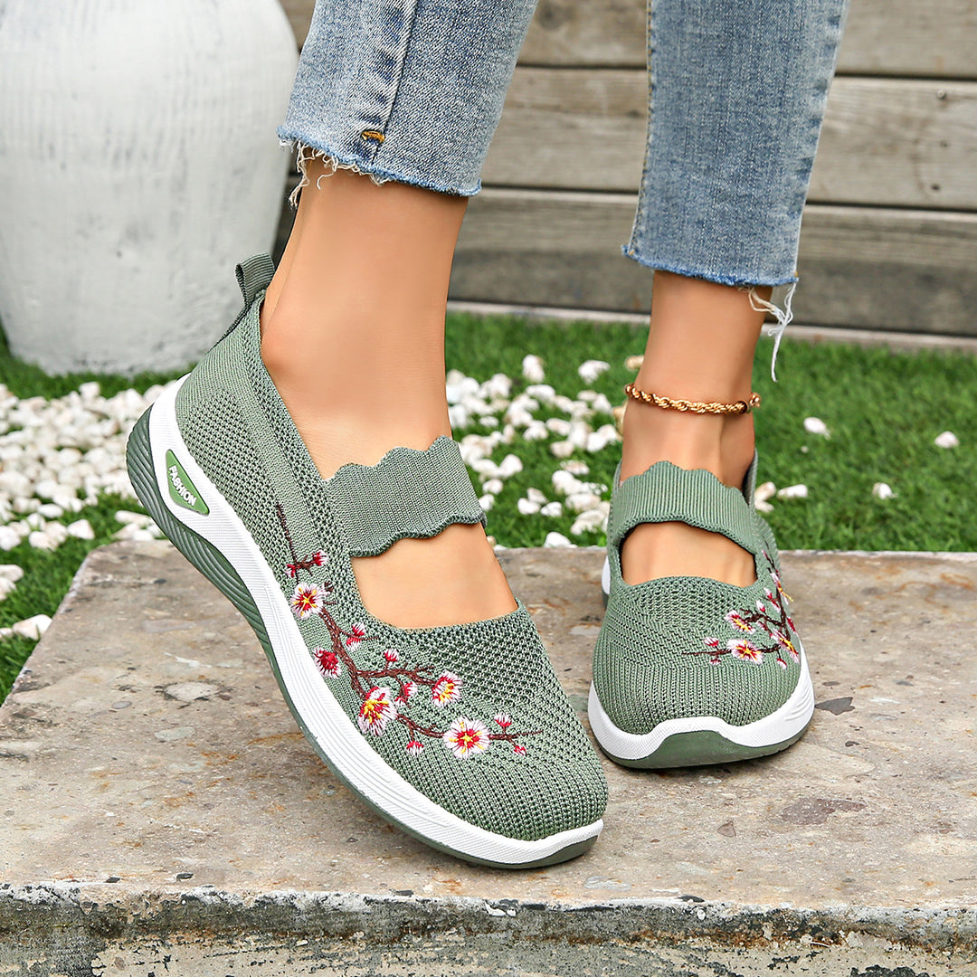 Damen Bequeme Sneaker mit floralen Stickereien R&B