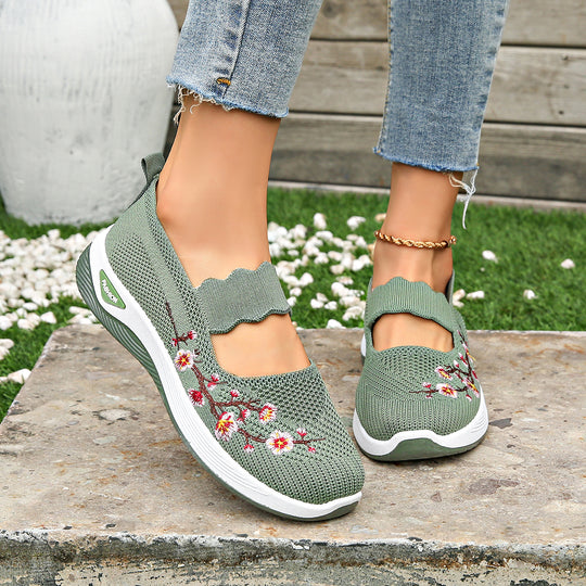 Damen Bequeme Sneaker mit floralen Stickereien R&B