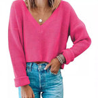 Damen lässiger Waffelstrick Pullover