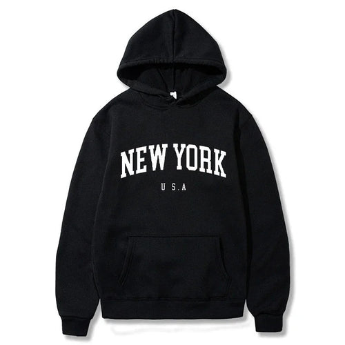 Damen Kapuzenpullover mit modischem New York Print und bequemer Passform R&B