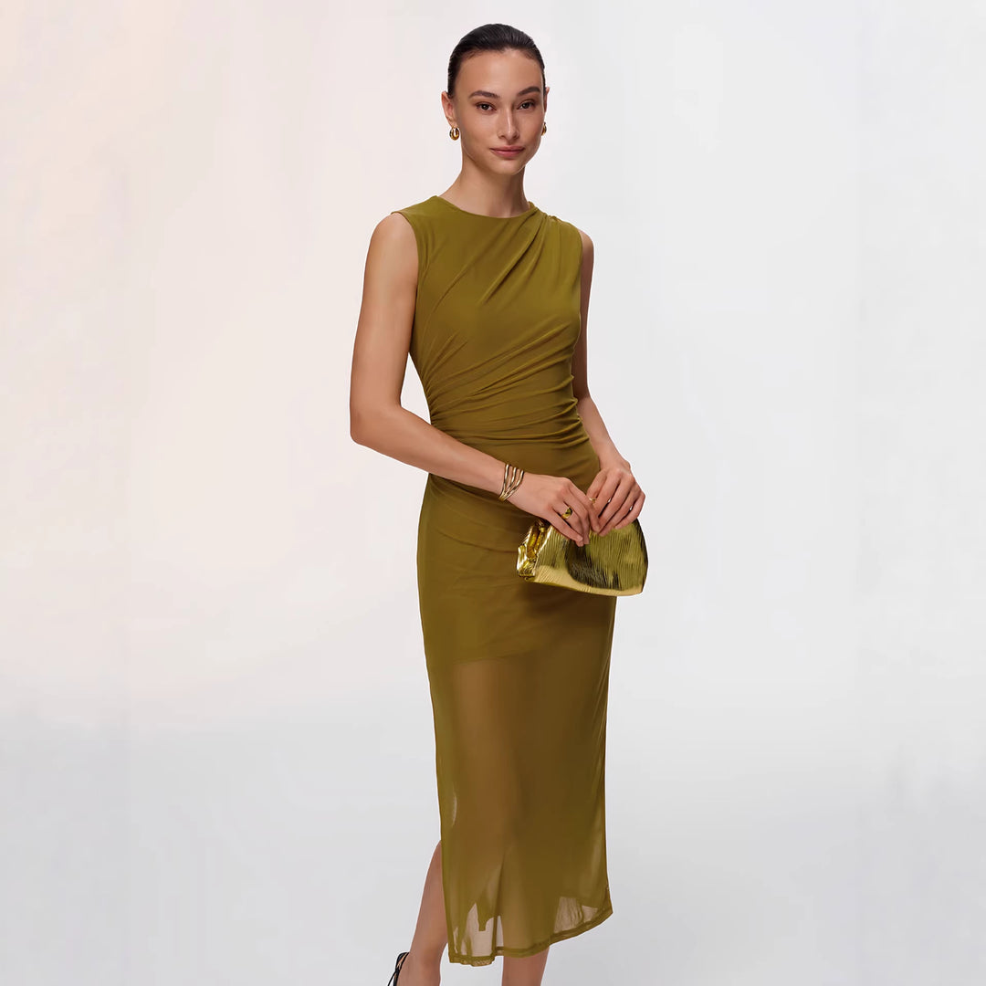 Damen Elegantes Wickelkleid mit figurbetontem Design und verführerischen Raffungselementen R&B