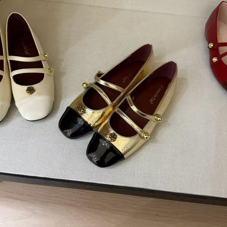 Damen elegante Mary Jane Ballerinas mit dekorativen Schnallen R&B