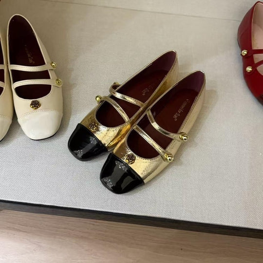 Damen elegante Mary Jane Ballerinas mit dekorativen Schnallen R&B