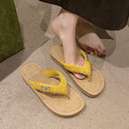 Damen modische Flip-Flops mit funkelndem Riemen und weichem Fußbett EB