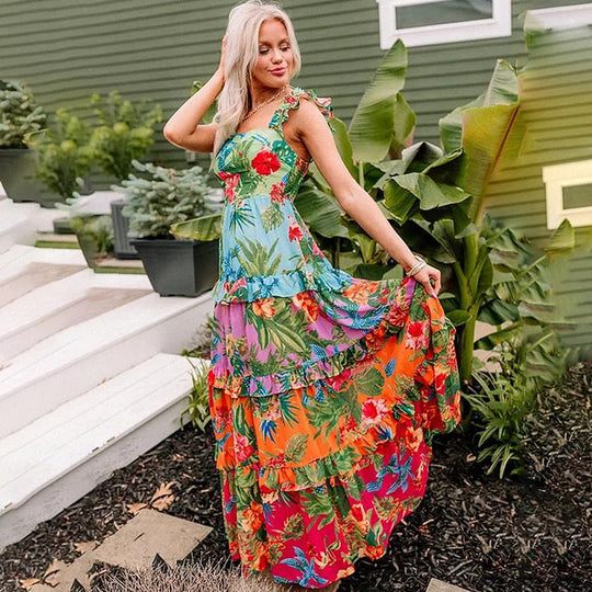 Damen Einteiler Badeanzug mit floralem Muster und Rüschendetails R&B