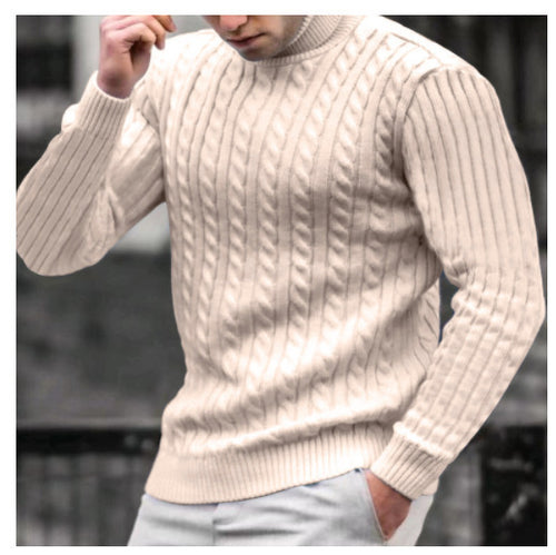 Herren Rollkragenpullover mit strukturiertem Kabelstrickdesign R&B