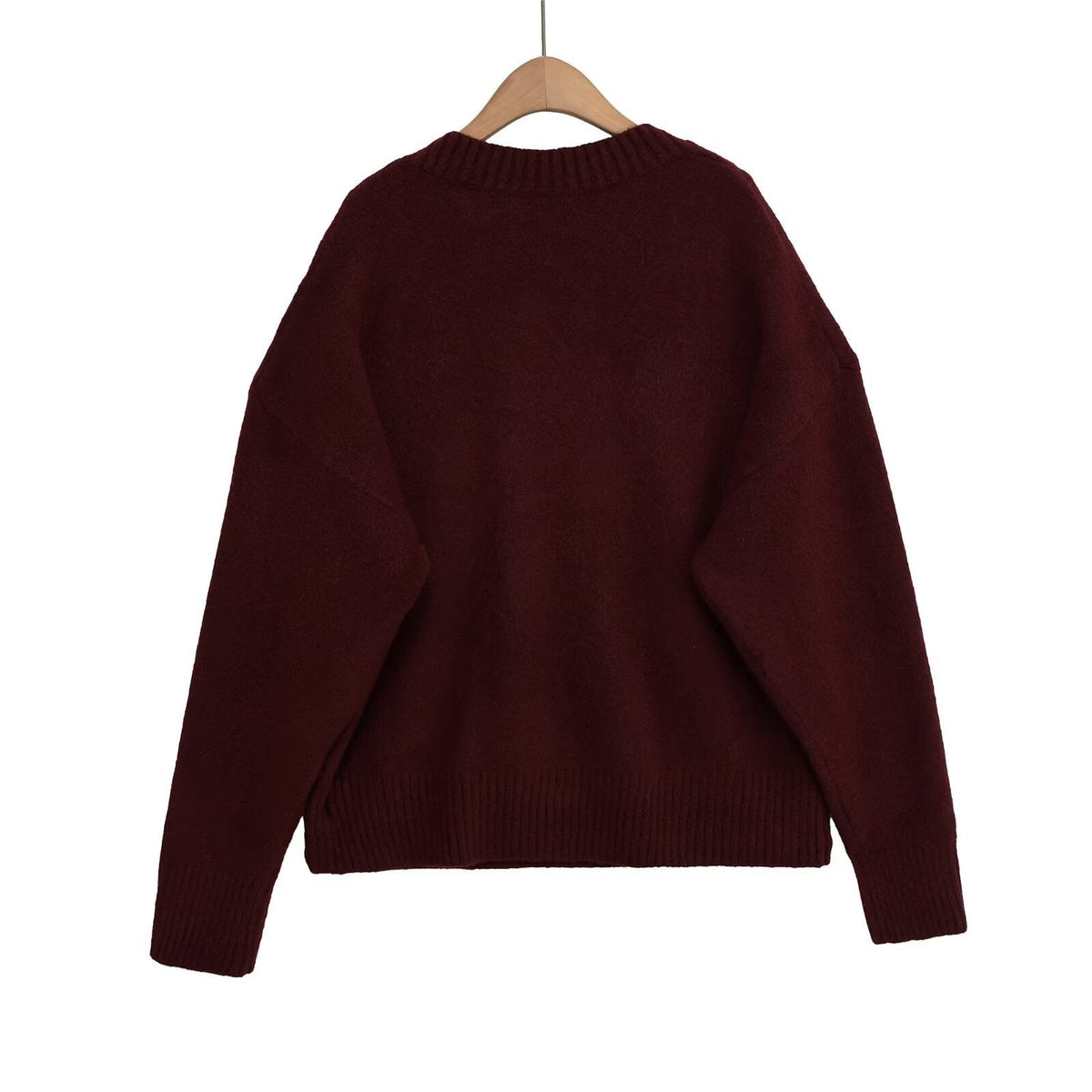 Damen V-Ausschnitt Strickpullover R&B