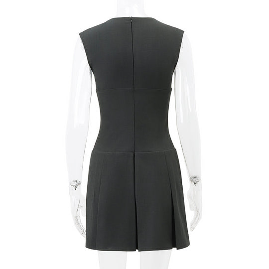 Damen Figurbetontes Minikleid mit tiefem V-Ausschnitt und schwingendem Rock R&B