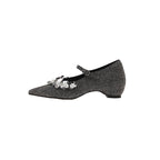 Damen Ballerina-Schuhe mit zartem Floraldetail und elegantem Riemchen