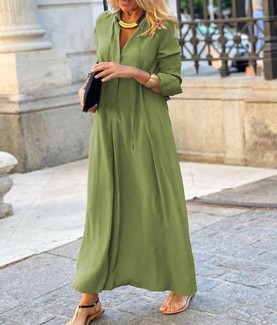 Damen Maxikleid mit elegantem Schnitt und praktischen Details R&B