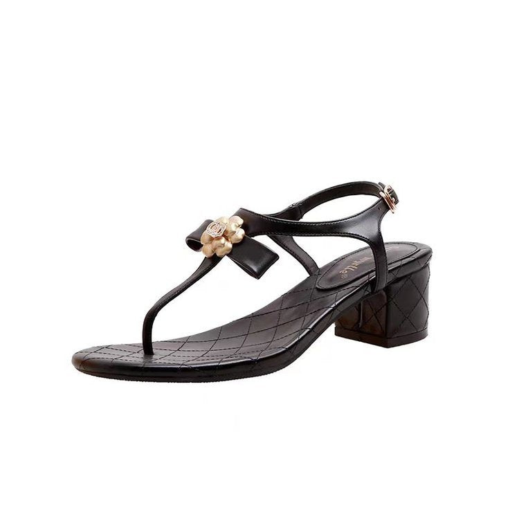 Damen elegante Plateau-Sandaletten mit dekorativer Blütenapplikation und komfortablem Absatz R&B