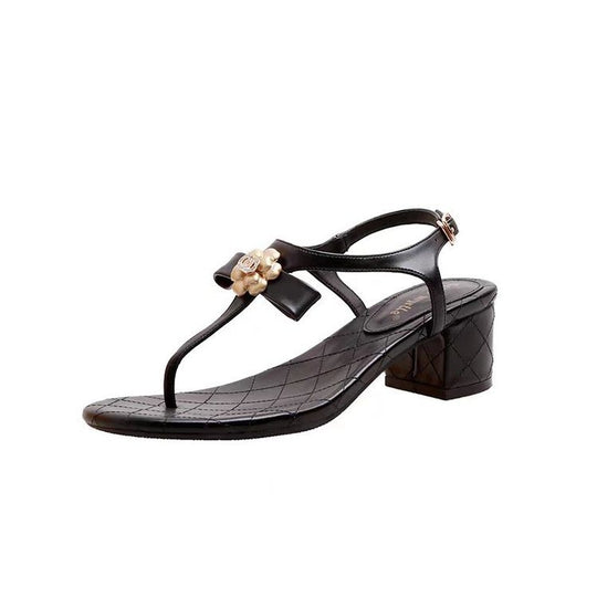 Damen elegante Plateau-Sandaletten mit dekorativer Blütenapplikation und komfortablem Absatz R&B