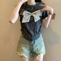 Damen Kurzarmshirt mit dekorativem Schleifendetail