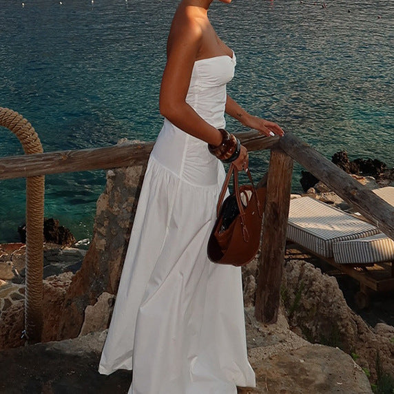 Damen Elegantes Maxikleid mit herzförmigem Ausschnitt und raffinierter Raffung R&B