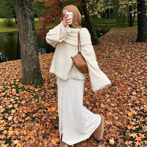 Damen Oversized Strickpullover mit weitem Schnitt und tiefem V-Ausschnitt R&B