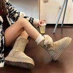 Damen kuschelige Winterstiefel mit verstellbarem Riemen und Soft-Futter R&B