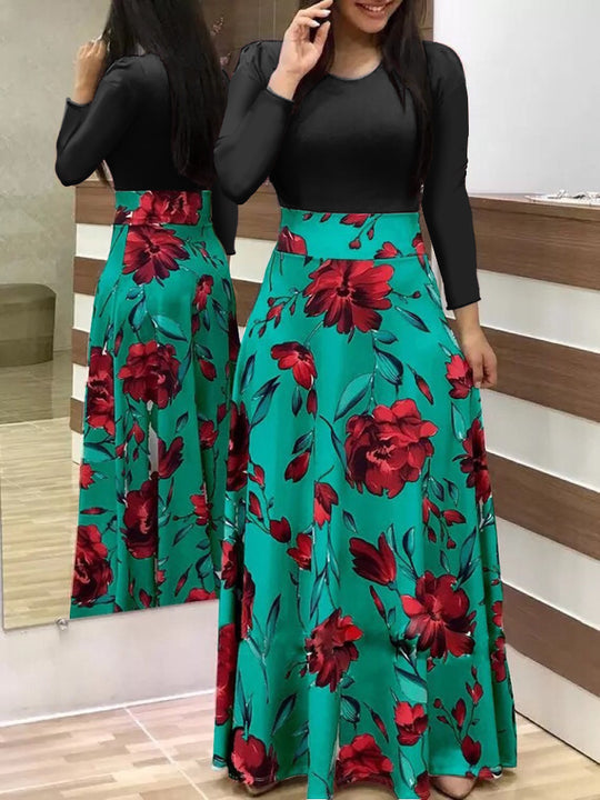 Damen Elegantes Maxikleid mit grafischem Druck und flexiblem Bund R&B