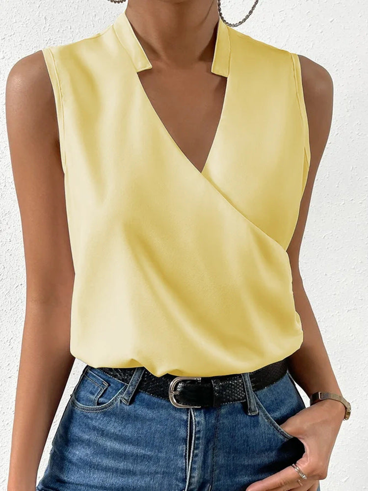 Damen Elegantes Wickeloberteil mit asymmetrischem V-Ausschnitt R&B