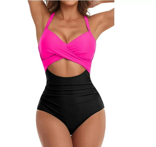 Damen Einteiliger Bikini mit modischem Cut-Out und Animal-Print R&B