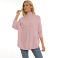 Damen gemütlicher Strickpullover mit hochgeschlossenem Kragen und modischem Zopfmuster R&B
