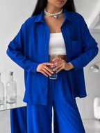 Damen Lässige Hemdbluse aus leichtem Material R&B