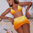 Damen Bikini-Set mit verstellbaren Trägern und rüschenförmigem Rock R&B