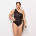 Damen Einseitiger Badeanzug mit verstellbaren Schnürdetails R&B