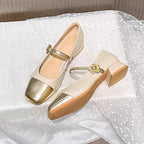 Damen elegante Ballerinas mit geschwungenem Riemen und glänzender Zehenkappe R&B