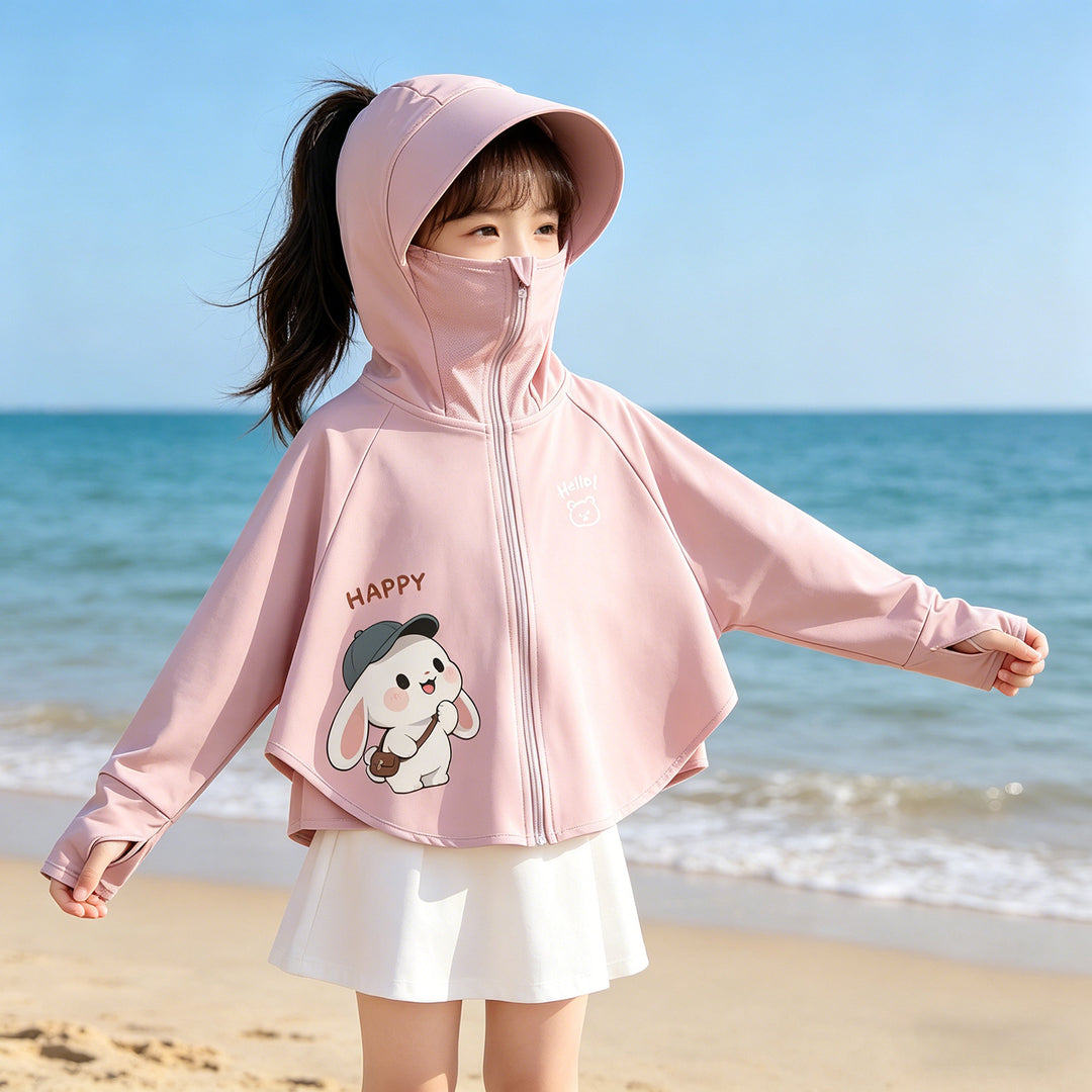 Damen nan leichte UV-Schutz Sonnenjacke mit Kapuze und Daumenlöchern für Mädchen  R&B