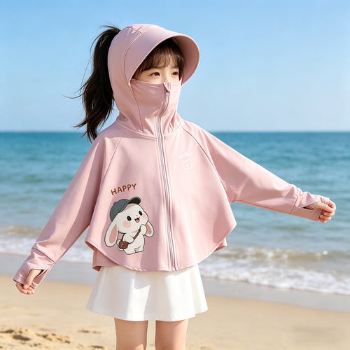 Damen nan leichte UV-Schutz Sonnenjacke mit Kapuze und Daumenlöchern für Mädchen  R&B