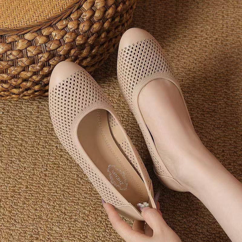 Damen Elegante und atmungsaktive Ballerinas mit Durchbrochenem Design