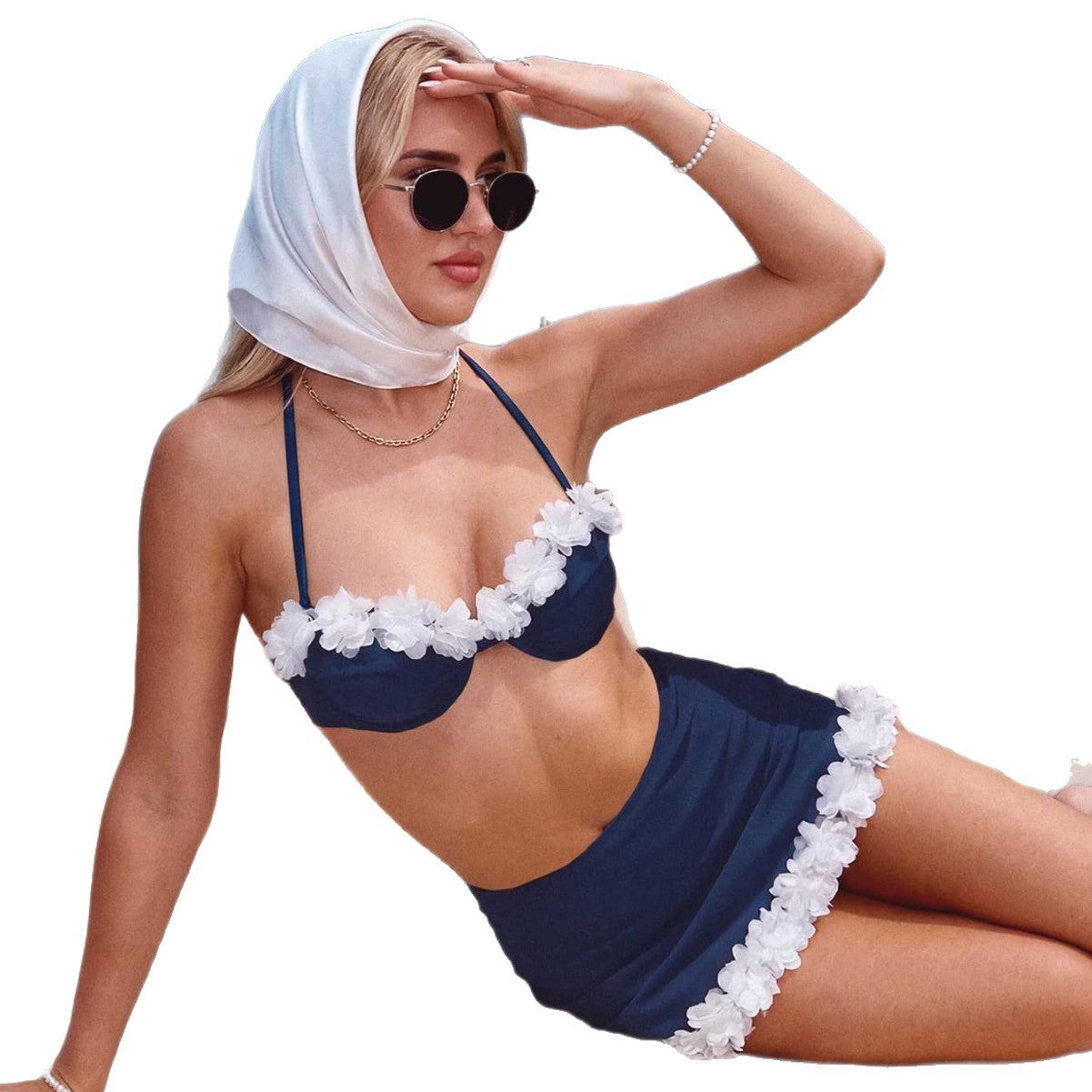 Damen Bikini mit femininem Blumenapplikationen R&B