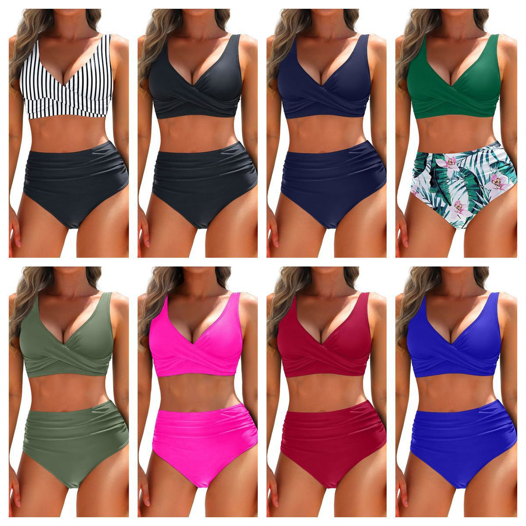 Damen Bikini-Set mit figurformendem Oberteil und hochtaillierten Shorts R&B