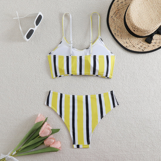 Damen Bandeau-Bikini mit verstellbaren Trägern und Knoten-Detail R&B
