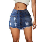 Damen Jeansrock mit Knopfleiste und lässigem Destroyed-Effekt R&B