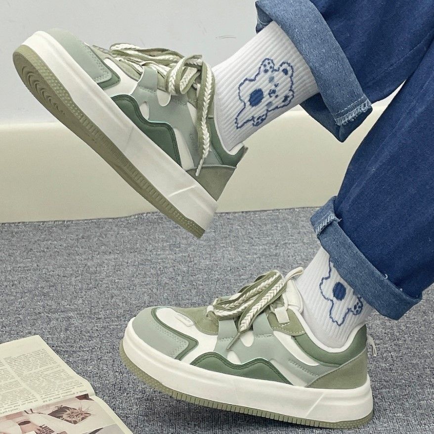 Damen modische Sneaker mit dicker Sohle und dekorativen Schnüren R&B