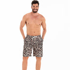 Herren Badeshorts im modernen Leopardenmuster mit verstellbarem Bund R&B