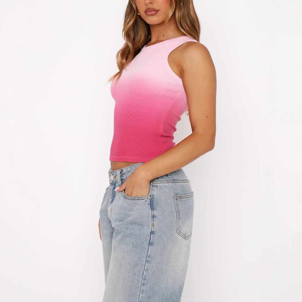 Damen Fitness-Tanktop mit modernem Farbverlauf und figurbetontem Schnitt R&B
