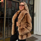 Damen Fuchsimitat Mantel R&B