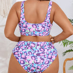Damen Hoch geschnittenes Bikini-Set mit raffinierten Brustdetails R&B