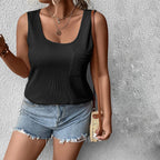 Damen lockeres Knoten-Tanktop mit breiten Trägern und Brusttasche R&B